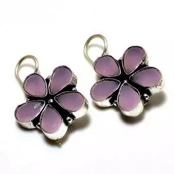 Ювелирные серьги ручной работы с розовым халцедоном 925 пробы, посеребренные, 1,13 дюйма