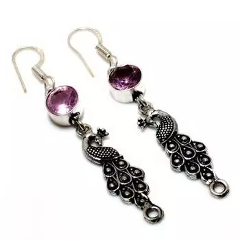 Ювелирные серьги ручной работы с розовым кунцитом 925 пробы, посеребренные, 2,38 дюйма