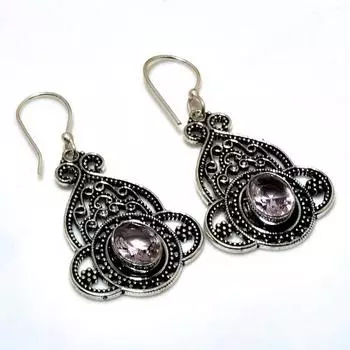 Ювелирные серьги ручной работы с розовым кунцитом 925 пробы, посеребренные, 1,89 дюйма