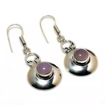 Ювелирные серьги ручной работы с розовым халцедоном 925 пробы, посеребренные, 1,62 дюйма