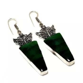 Ювелирные серьги ручной работы с рубином зосайтом 925 пробы, посеребренные, 2,65 дюйма