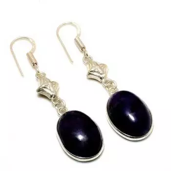 Ювелирные серьги ручной работы с русским чароитом 925 пробы, посеребренные, 2,00 дюйма