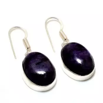 Ювелирные серьги ручной работы с русским чароитом 925 пробы, посеребренные, 1,51 дюйма