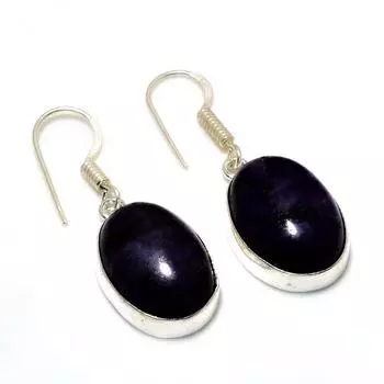 Ювелирные серьги ручной работы с русским чароитом 925 пробы, посеребренные, 1,51 дюйма