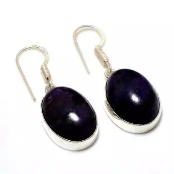 Ювелирные серьги ручной работы с русским чароитом 925 пробы, посеребренные, 1,51 дюйма