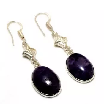 Ювелирные серьги ручной работы с русским чароитом 925 пробы, посеребренные, 2,00 дюйма