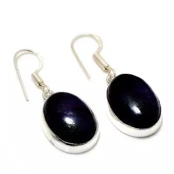 Ювелирные серьги ручной работы с русским чароитом 925 пробы, посеребренные, 1,51 дюйма