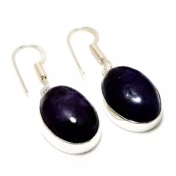 Ювелирные серьги ручной работы с русским чароитом 925 пробы, посеребренные, 1,51 дюйма