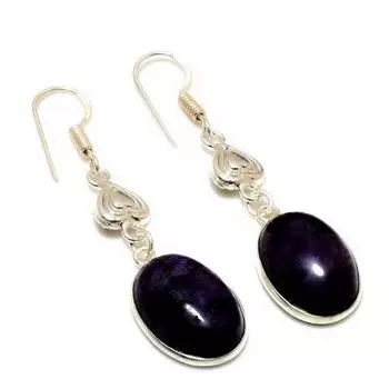 Ювелирные серьги ручной работы с русским чароитом 925 пробы, посеребренные, 1,89 дюйма