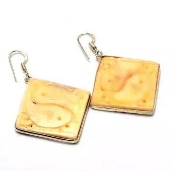 Ювелирные серьги ручной работы с рыбьим агатом 925 пробы, посеребренные, 2,08 дюйма