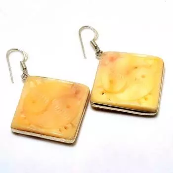 Ювелирные серьги ручной работы с рыбьим агатом 925 пробы, посеребренные, 2,00 дюйма