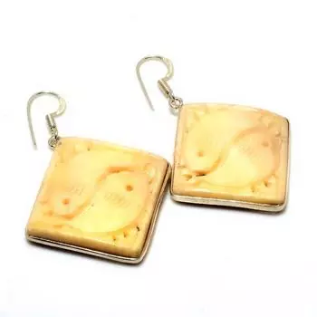 Ювелирные серьги ручной работы с рыбьим агатом 925 пробы, посеребренные, 2,00 дюйма