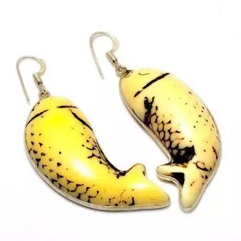 Ювелирные серьги ручной работы с рыбьим агатом 925 пробы, посеребренные, 2,46 дюйма