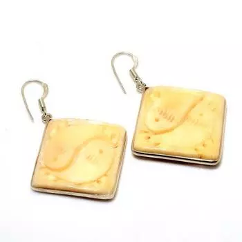 Ювелирные серьги ручной работы с рыбьим агатом 925 пробы, посеребренные, 2,08 дюйма