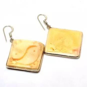 Ювелирные серьги ручной работы с рыбьим агатом 925 пробы, посеребренные, 2,08 дюйма