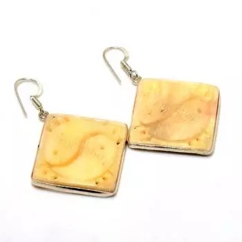 Ювелирные серьги ручной работы с рыбьим агатом 925 пробы, посеребренные, 2,00 дюйма