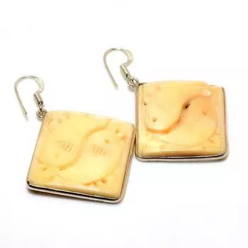 Ювелирные серьги ручной работы с рыбьим агатом 925 пробы, посеребренные, 1,89 дюйма