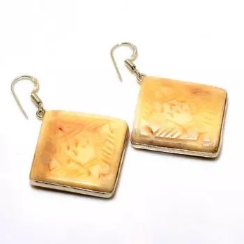 Ювелирные серьги ручной работы с рыбьим агатом 925 пробы, посеребренные, 2,08 дюйма