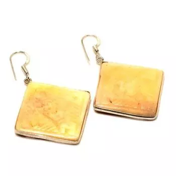 Ювелирные серьги ручной работы с рыбьим агатом 925 пробы, посеребренные, 2,08 дюйма