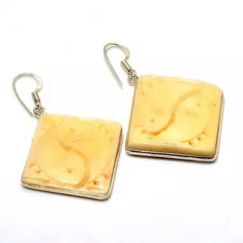 Ювелирные серьги ручной работы с рыбьим агатом 925 пробы, посеребренные, 2,08 дюйма