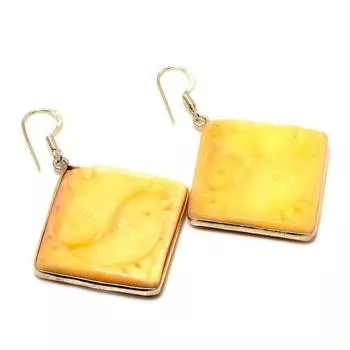 Ювелирные серьги ручной работы с рыбьим агатом 925 пробы, посеребренные, 2,00 дюйма