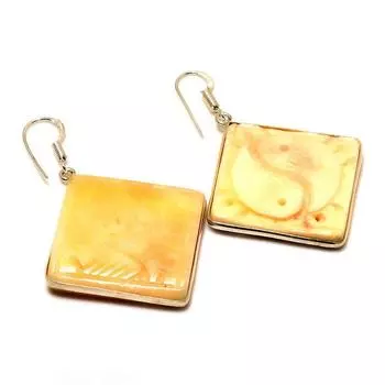 Ювелирные серьги ручной работы с рыбьим агатом 925 пробы, посеребренные, 2,00 дюйма