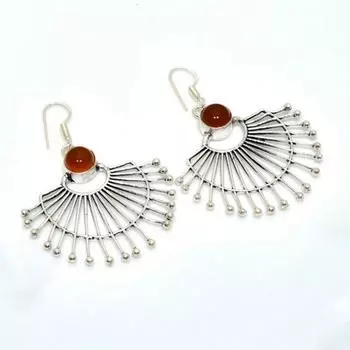 Ювелирные серьги ручной работы с сердоликом 925 пробы, посеребренные, 2,12 дюйма