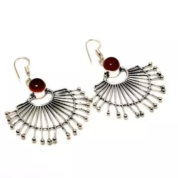 Ювелирные серьги ручной работы с сердоликом 925 пробы, посеребренные, 2,12 дюйма