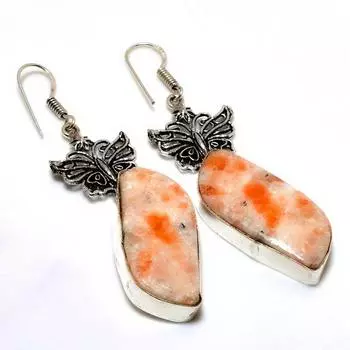 Ювелирные серьги ручной работы с солнечным камнем 925 пробы, посеребренные, 2,65 дюйма