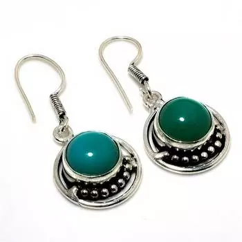 Ювелирные серьги ручной работы с зеленым ониксом 925 пробы, посеребренные, 1,51 дюйма