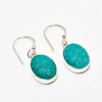 Ювелирные серьги ручной работы с зеленым ониксом, посеребренные 925 пробы, 1,32 дюйма