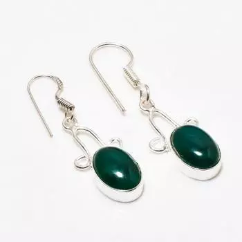 Ювелирные серьги ручной работы с зеленым ониксом, посеребренные 925 пробы, 1,70 дюйма