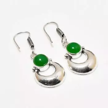 Ювелирные серьги ручной работы с зеленым ониксом, посеребренные 925 пробы, 1,89 дюйма
