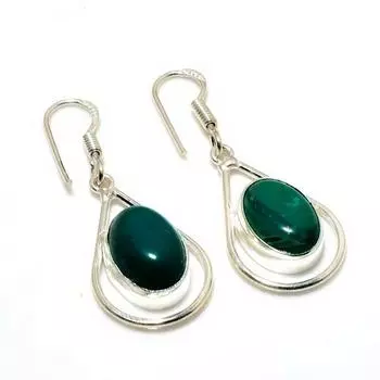 Ювелирные серьги ручной работы с зеленым ониксом 925 пробы, посеребренные, 1,62 дюйма
