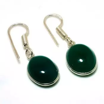 Ювелирные серьги ручной работы с зеленым ониксом 925 пробы, посеребренные, 1,32 дюйма