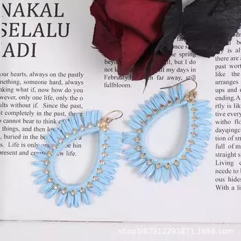 Ювелирные серьги ручной работы в стиле бохо, рафия, ювелирные аксессуары в виде капель, роскошные женские серьги-капли