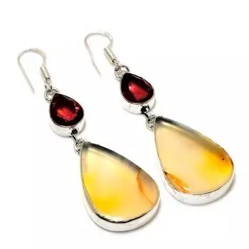 Ювелирные серьги с агатом и аметистом Монтана, посеребренные 925 пробы, 2,65 дюйма