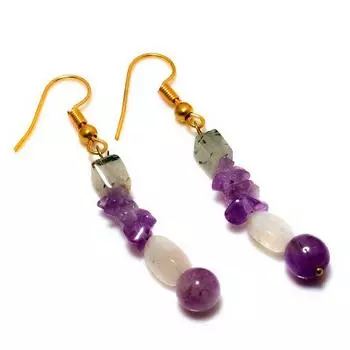 Ювелирные серьги с аметистом и розовым кварцем 925 пробы, посеребренные, 1,89 дюйма