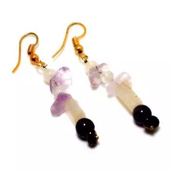 Ювелирные серьги с аметистом и розовым кварцем 925 пробы, посеребренные, 2,00 дюйма