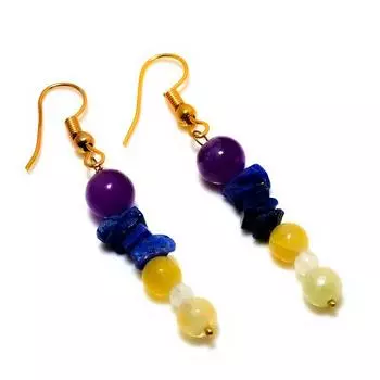 Ювелирные серьги с аметистом лазуритом 925 пробы, посеребренные, 1,89 дюйма