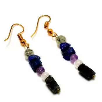 Ювелирные серьги с аметистом лазуритом 925 пробы, посеребренные, 1,89 дюйма