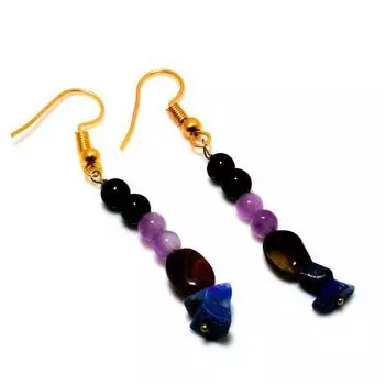 Ювелирные серьги с аметистом лазуритом 925 пробы, посеребренные, 2,08 дюйма