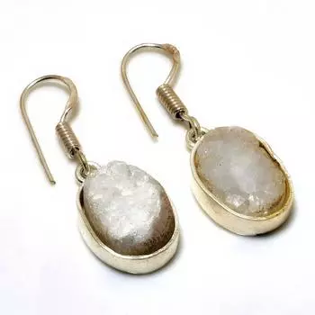 Ювелирные серьги с гемеморфитом «Друзы» 925 пробы, посеребренные, 1,51 дюйма