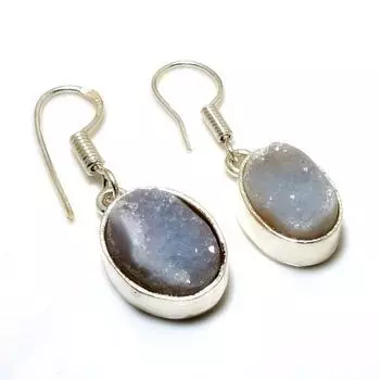 Ювелирные серьги с гемеморфитом «Друзы» 925 пробы, посеребренные, 1,32 дюйма