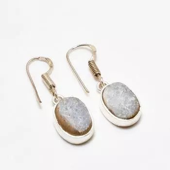 Ювелирные серьги с гемеморфитом «Друзы» 925 пробы, посеребренные, 1,51 дюйма