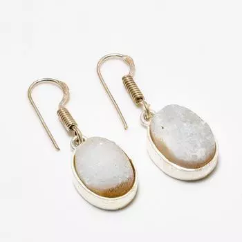 Ювелирные серьги с гемеморфитом «Друзы» 925 пробы, посеребренные, 1,51 дюйма