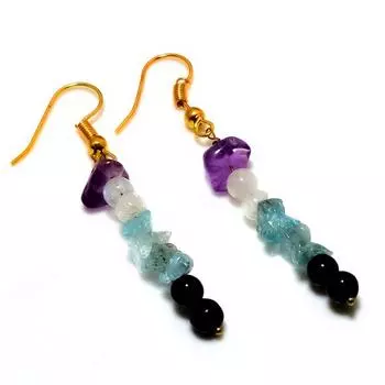 Ювелирные серьги с грубым аметистом и аквамарином, посеребренные 925 пробы, 2,08 дюйма