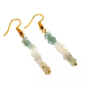 Ювелирные серьги с грубым пренитом 925 пробы и аквамарином, посеребренные, 2,08 дюйма