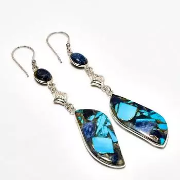 Ювелирные серьги с колючими устрицами и лазуритом 925 пробы, посеребренные, 3,40 дюйма