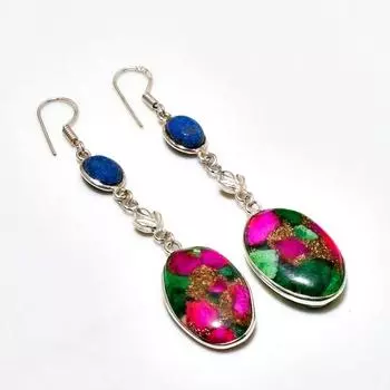 Ювелирные серьги с колючими устрицами и лазуритом 925 пробы, посеребренные, 2,84 дюйма